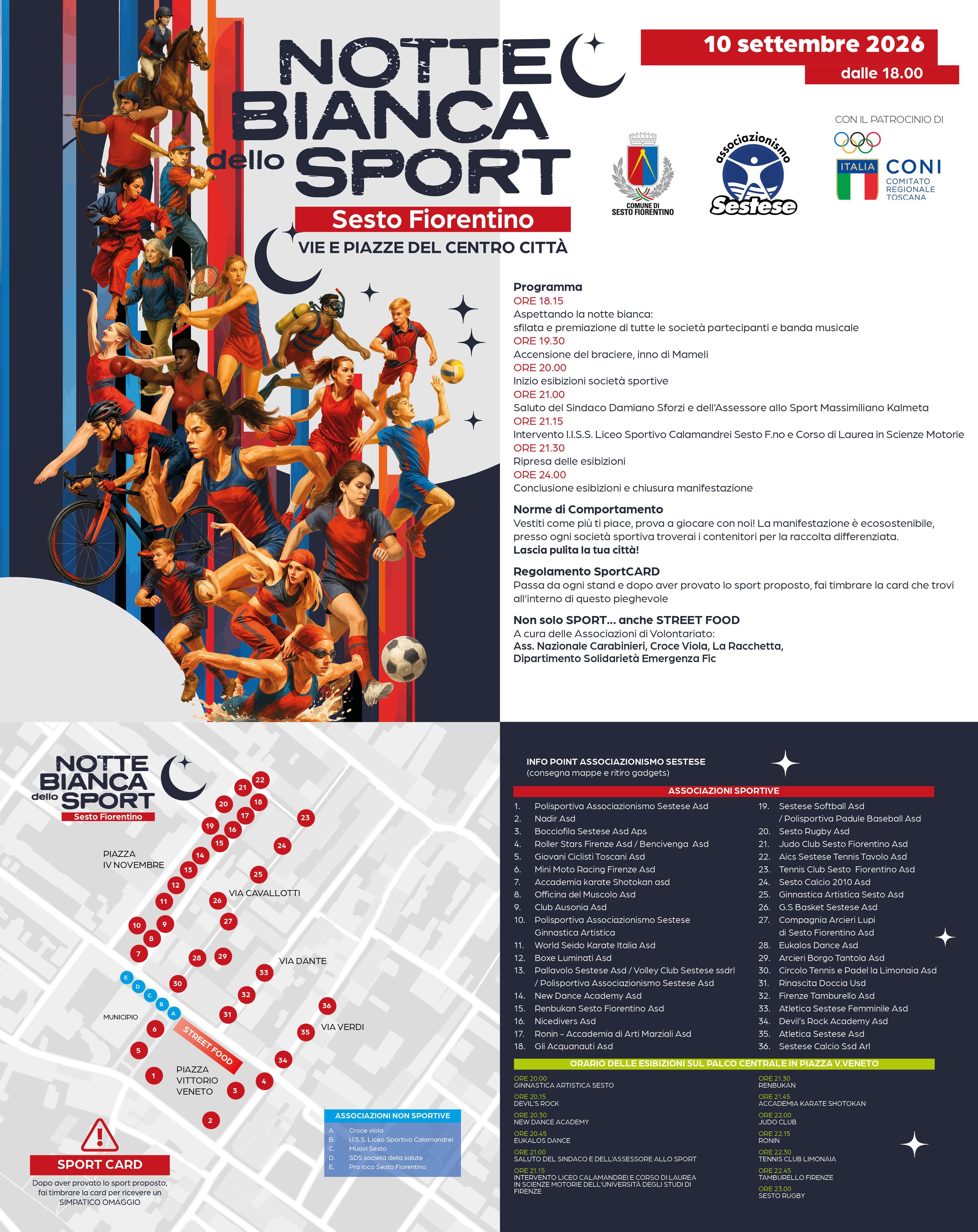 Notte bianca dello sport 2026 mappa