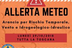 Allerta Meteo Arancio - Toscana - 29 ottobre 2018