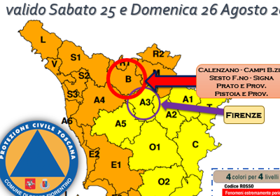 Allerta Meteo Arancione - Rischio Temporali - 25 e 26 agosto 2018