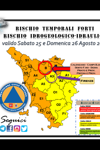 Allerta Meteo Arancione - Rischio Temporali - 25 e 26 agosto 2018
